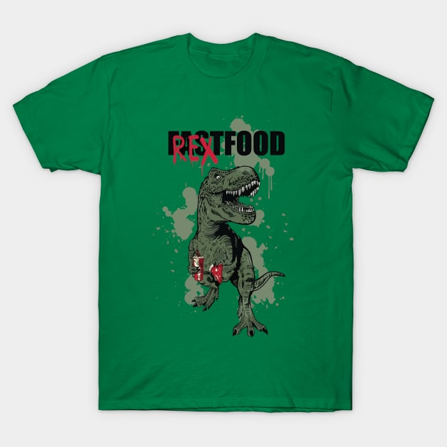 T-Rex Food Fest: Jurassic Flavor T-Shirt by WorldDinosaurs